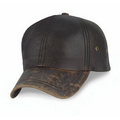 Stonewashed Top Grain Leather 6 Panel Cap w/ Metal Buckle